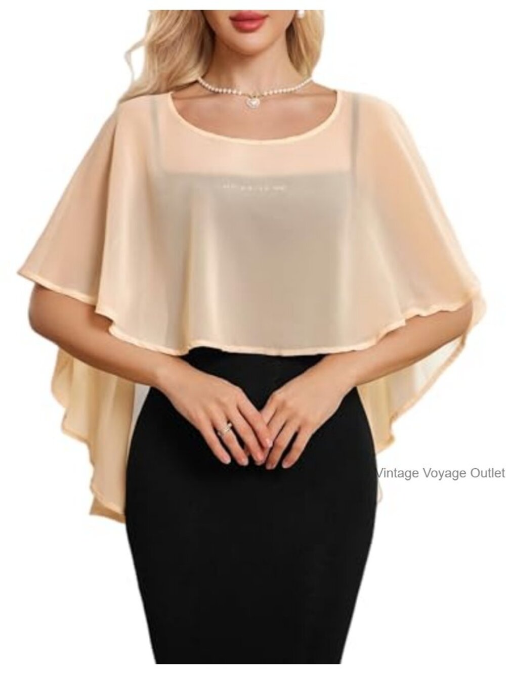 Chiffon Shawl Wrap Asymmetrical Cape for Evening Dress Wedding Bridesmaid